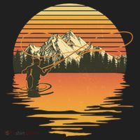 Retro Sunset Sunrise Fly Fisherman Hat thumb 2