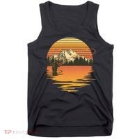 Retro Sunset Sunrise Fly Fisherman Tank Top thumb 0