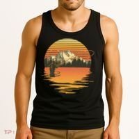 Retro Sunset Sunrise Fly Fisherman Tank Top thumb 3