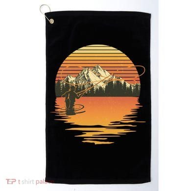 Retro Sunset Sunrise Fly Fisherman Golf Towel