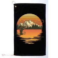 Retro Sunset Sunrise Fly Fisherman Golf Towel thumb 0