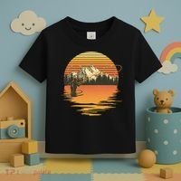 Retro Sunset Sunrise Fly Fisherman Toddler T-Shirt thumb 3