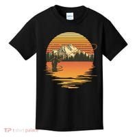 Retro Sunset Sunrise Fly Fisherman Kids T-Shirt thumb 0