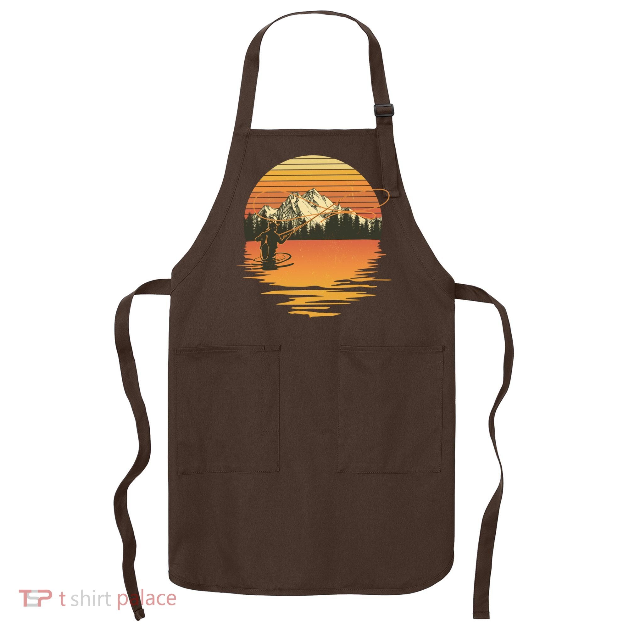 Retro Sunset Sunrise Fly Fisherman Apron