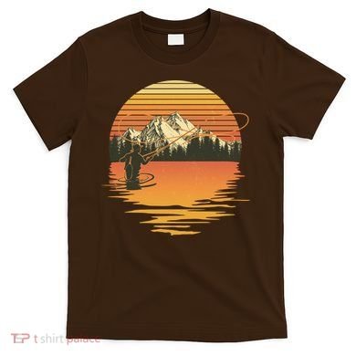 Retro Sunset Sunrise Fly Fisherman T-Shirt