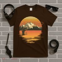 Retro Sunset Sunrise Fly Fisherman T-Shirt thumb 5