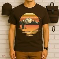 Retro Sunset Sunrise Fly Fisherman T-Shirt thumb 6