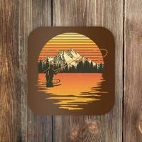 Retro Sunset Sunrise Fly Fisherman Coaster thumb 0