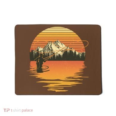 Retro Sunset Sunrise Fly Fisherman Mousepad