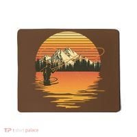 Retro Sunset Sunrise Fly Fisherman Mousepad thumb 0