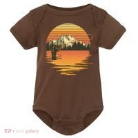 Retro Sunset Sunrise Fly Fisherman Baby Bodysuit thumb 0