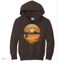 Retro Sunset Sunrise Fly Fisherman Kids Hoodie thumb 0