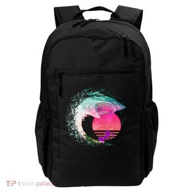 Retro Surfer Shark Wave Backpack