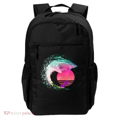 Retro Surfer Shark Wave Backpack