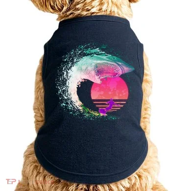 Retro Surfer Shark Wave Doggie Tank