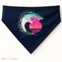 Retro Surfer Shark Wave USA-Made Doggie Bandana thumb 0