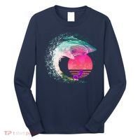Retro Surfer Shark Wave Long Sleeve Shirt thumb 0