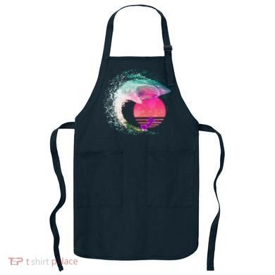 Retro Surfer Shark Wave Apron