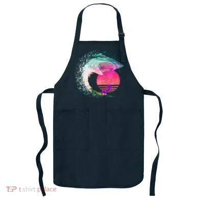 Retro Surfer Shark Wave Apron