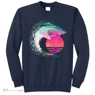Retro Surfer Shark Wave Sweatshirt