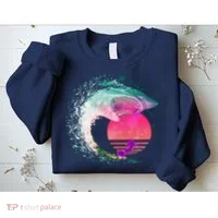 Retro Surfer Shark Wave Sweatshirt thumb 2