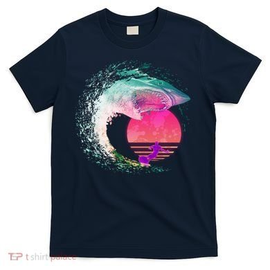 Retro Surfer Shark Wave T-Shirt