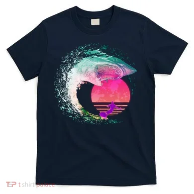 Retro Surfer Shark Wave T-Shirt