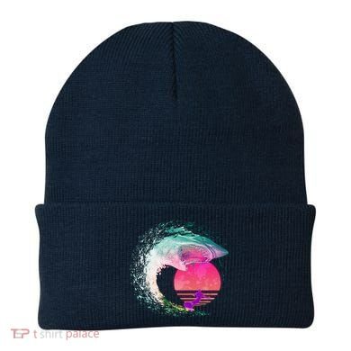 Retro Surfer Shark Wave Beanie