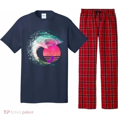 Retro Surfer Shark Wave Pajama Set