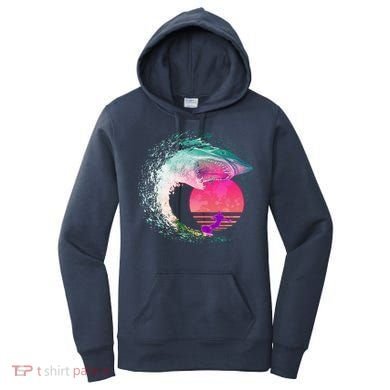 Retro Surfer Shark Wave Women's Hoodie