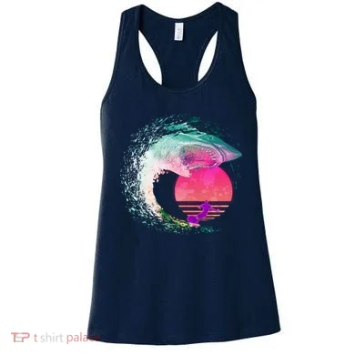 Retro Surfer Shark Wave Women's Tank Top