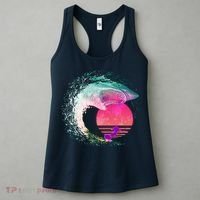 Retro Surfer Shark Wave Women's Tank Top thumb 3