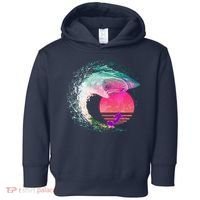 Retro Surfer Shark Wave Toddler Hoodie thumb 0