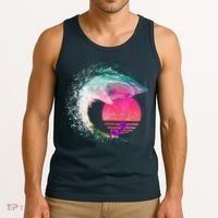 Retro Surfer Shark Wave Tank Top thumb 3