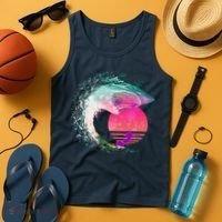 Retro Surfer Shark Wave Tank Top thumb 4