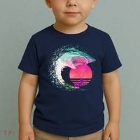 Retro Surfer Shark Wave Toddler T-Shirt thumb 2