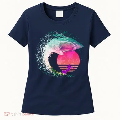 Retro Surfer Shark Wave Women's T-Shirt