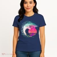 Retro Surfer Shark Wave Women's T-Shirt thumb 4