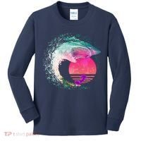 Retro Surfer Shark Wave Kids Long Sleeve Shirt thumb 0