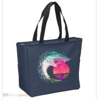 Retro Surfer Shark Wave Tote Bag thumb 2