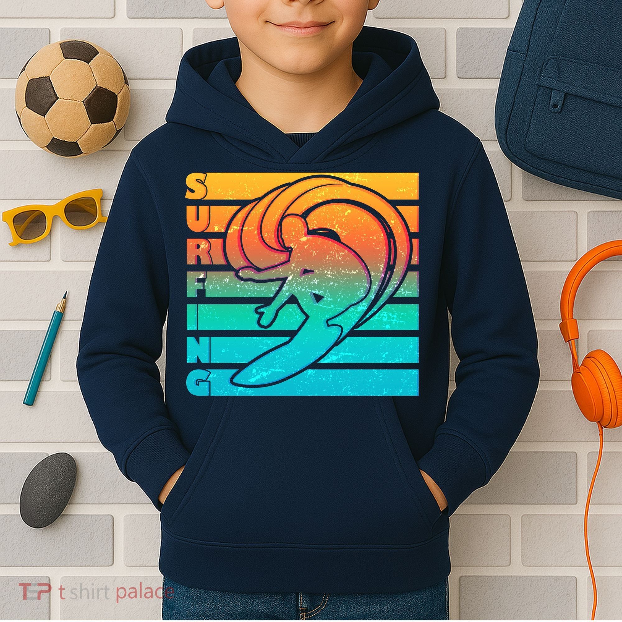 Retro Surfing Kids Hoodie