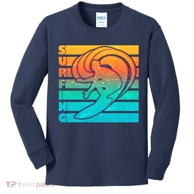 Retro Surfing Kids Long Sleeve Shirt