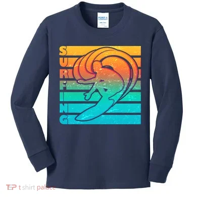 Retro Surfing Kids Long Sleeve Shirt