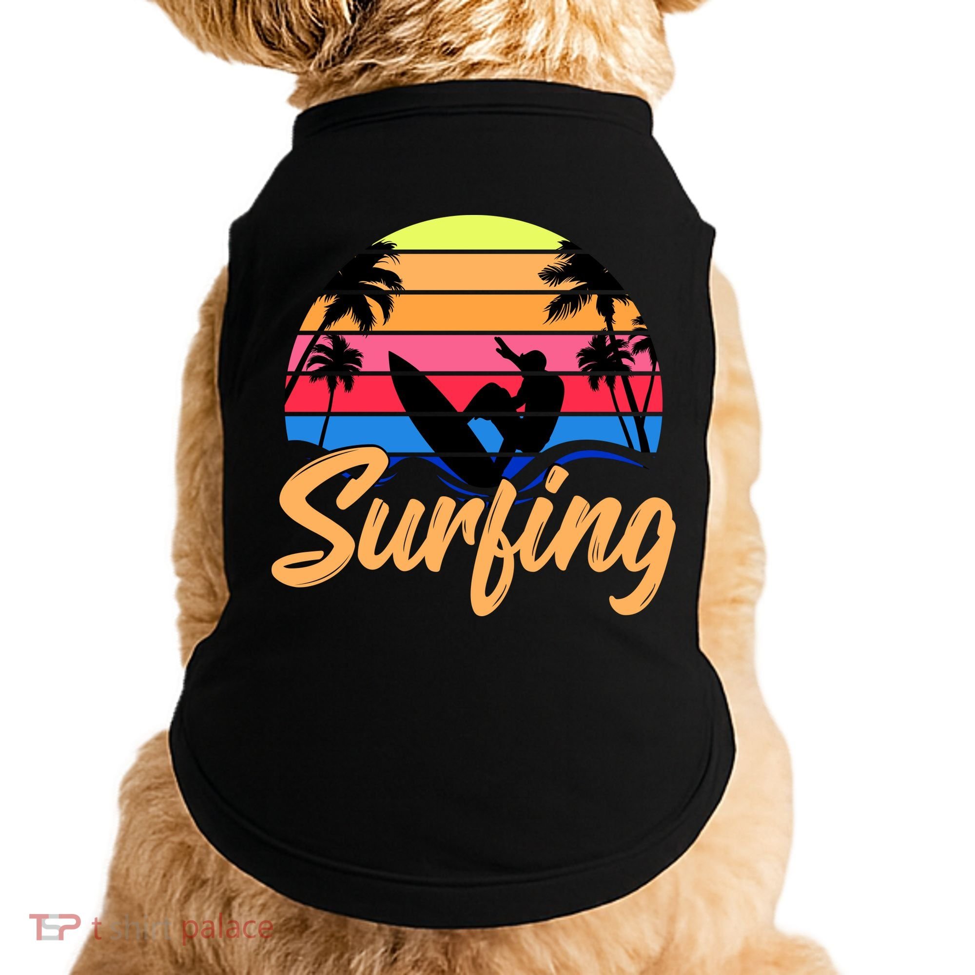 Retro Surfing Logo Doggie Tank