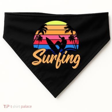 Retro Surfing Logo USA-Made Doggie Bandana