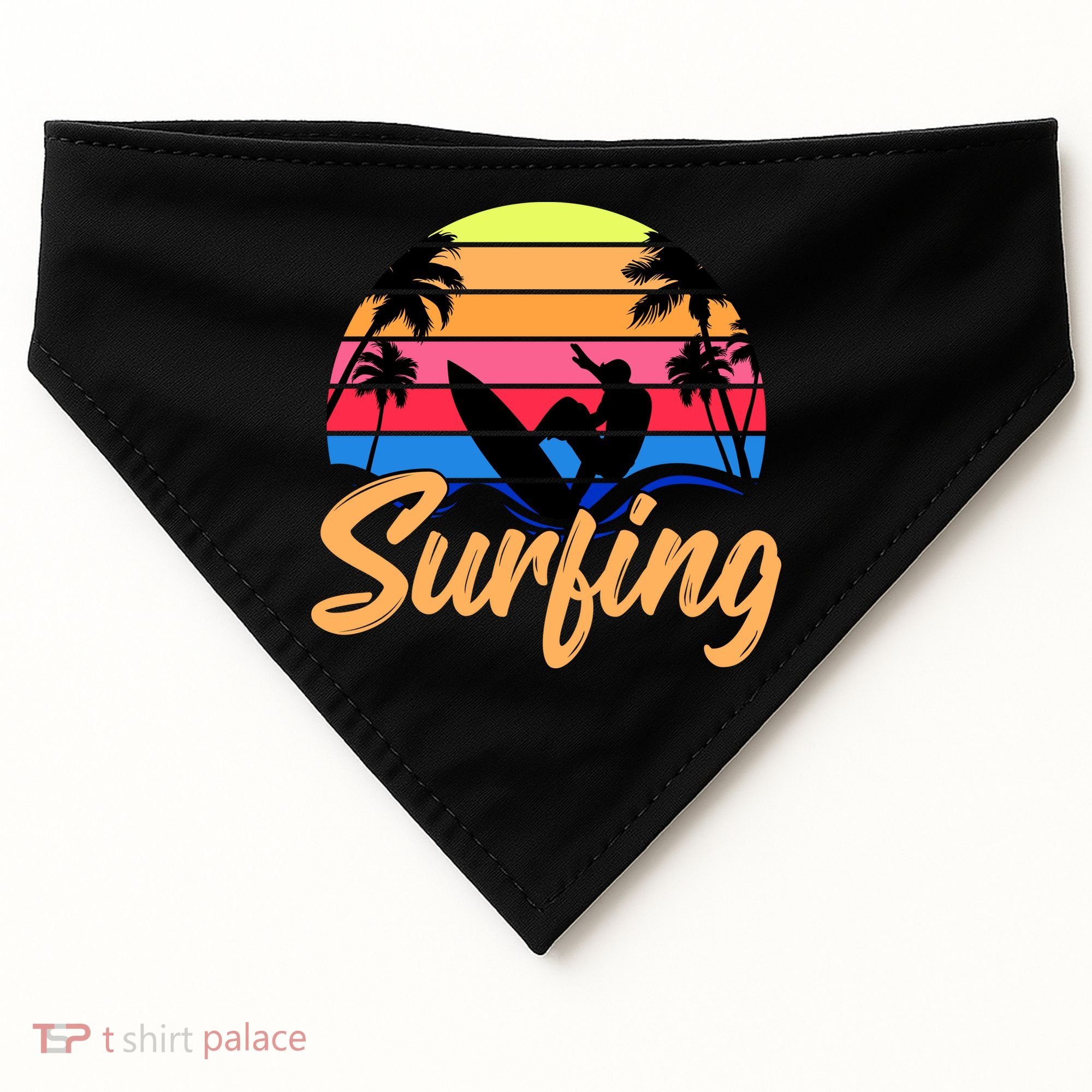 Retro Surfing Logo USA-Made Doggie Bandana