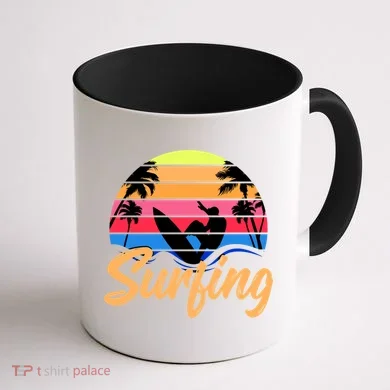 Retro Surfing Logo Coffee Mug back