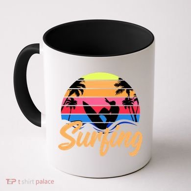 Retro Surfing Logo Coffee Mug