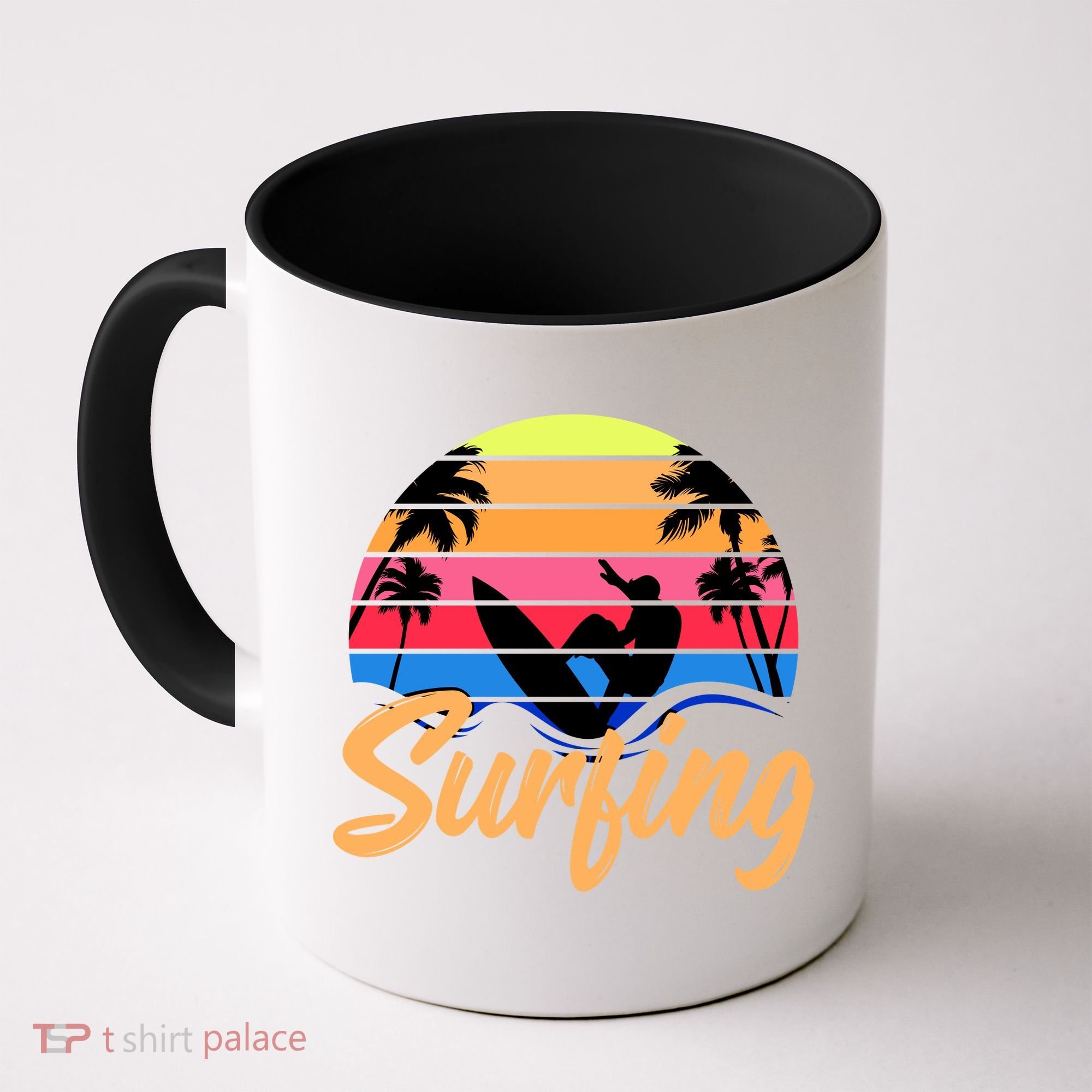 Retro Surfing Logo Coffee Mug
