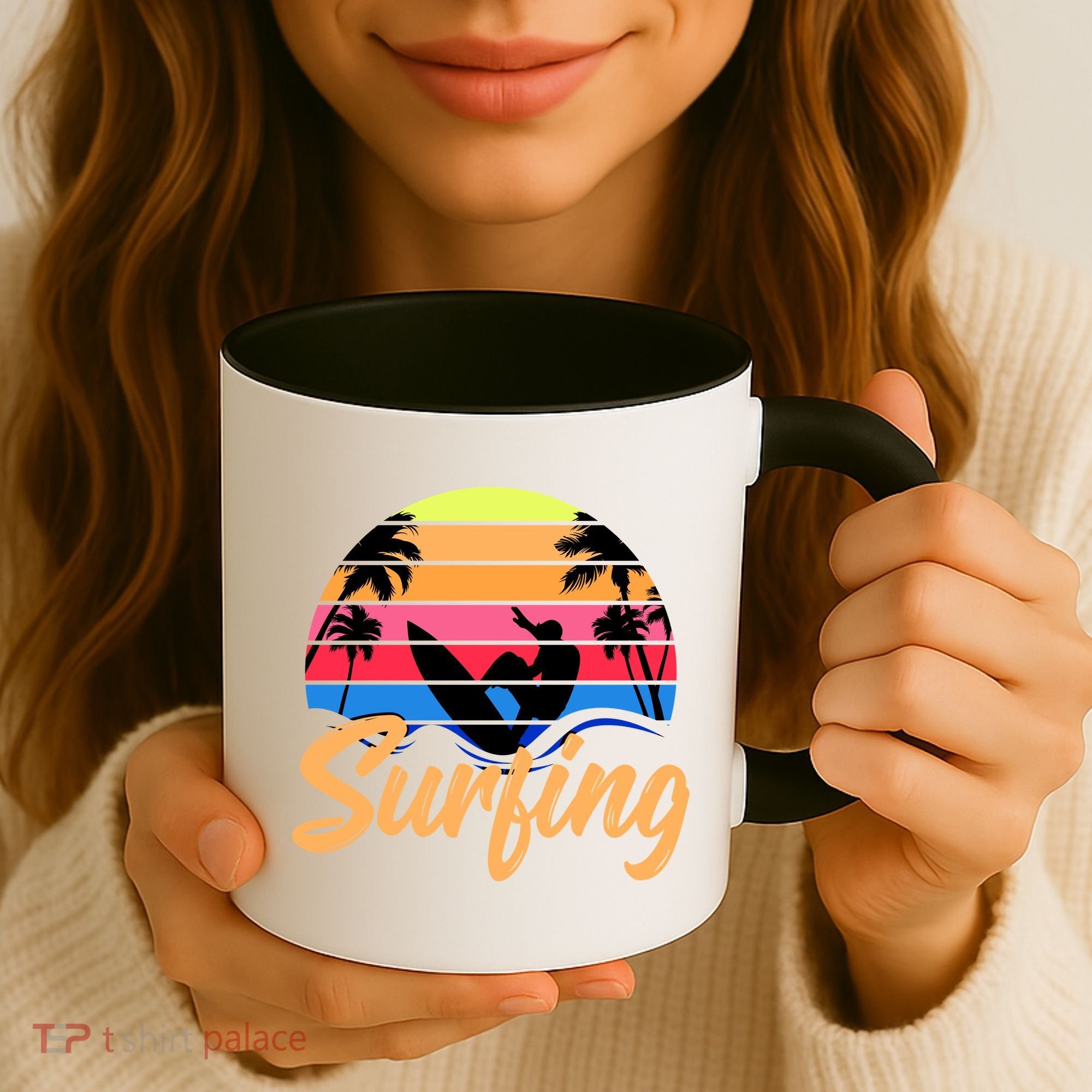Retro Surfing Logo Coffee Mug